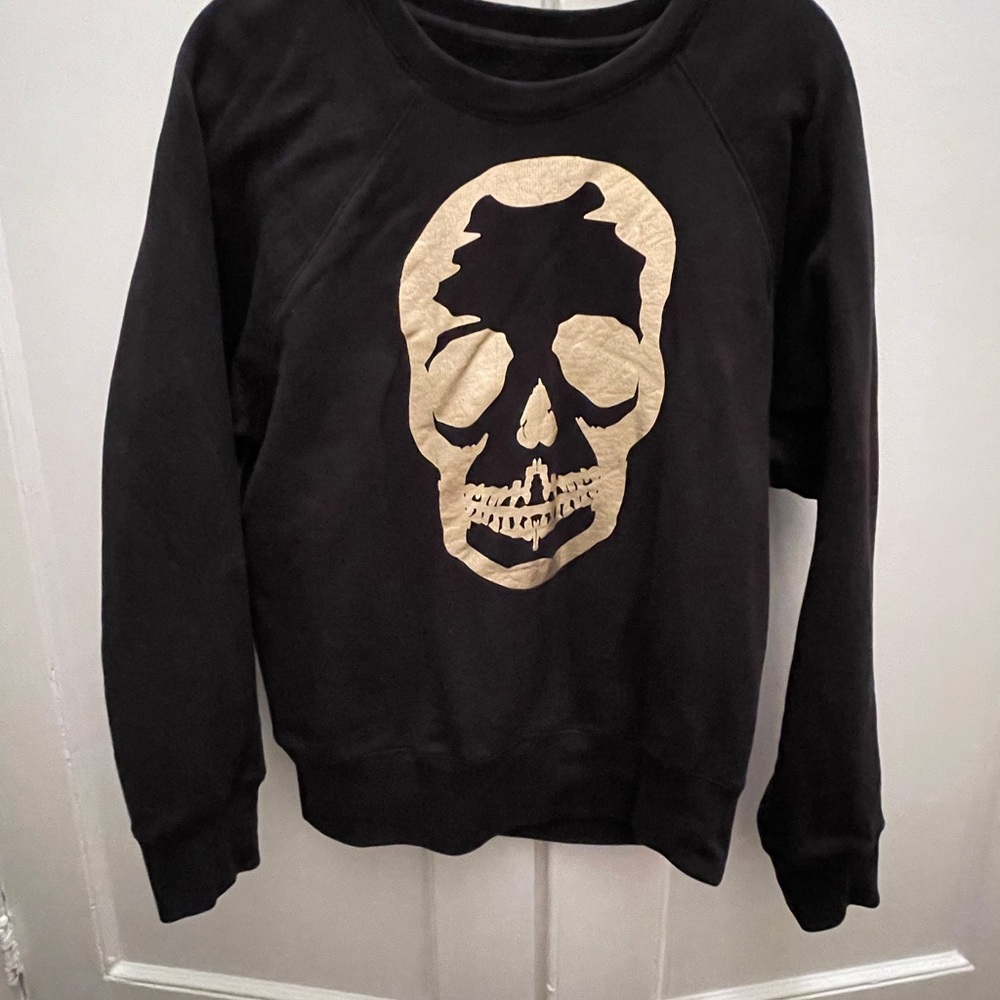 Zadig & Voltaire Black Sweatshirt with Gold Foil Skull Head
